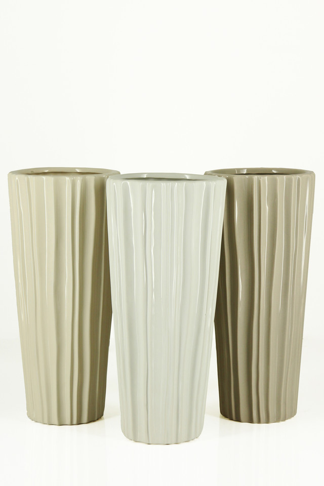CERAMIC CERAMICS VASE VASES CONTAINER CONTAINERS MODERN MODERNS TEXTURE TEXTURES RIB RIBS NATURAL NATURALS GLAZED GLAZEDS TALL TALLS