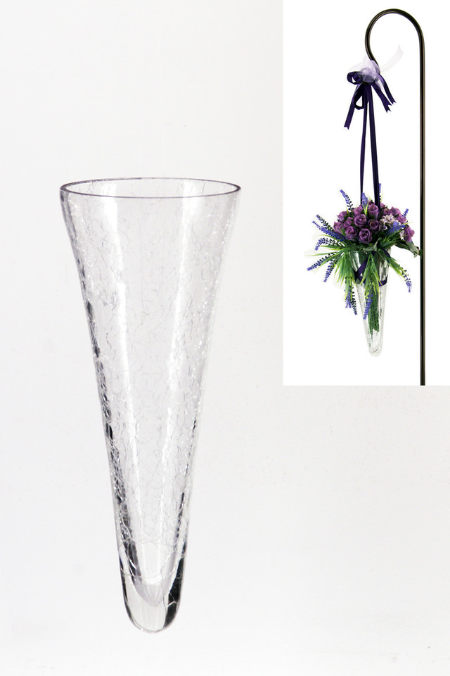 GLASS GLASSES GLAS GLASSWARE GLASSWARES VASE VASES FLORIST FLORISTS FLOWER FLOWERS FLORAL FLORALS ROUND ROUNDS TABLE TABLES CRACKLE CRACKLES CONE CONES 262X108MM 262X108MMS D
