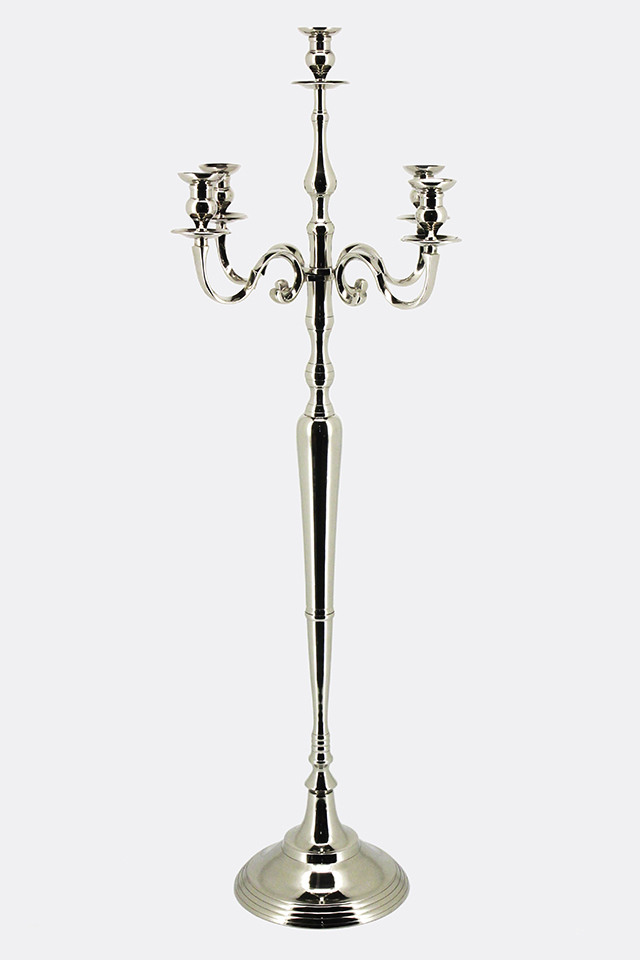 5 Holder Nickel Plated Candelabra 150cmH Holstens