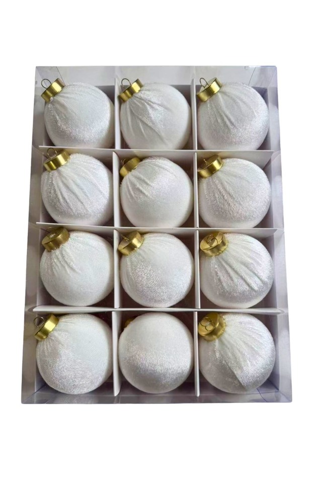 GLITTER GLITTERS HANGING HANGINGS SPHERE SPHERES XMAS XMA CHRISTMAS CHRISTMA DECORATION DECORATIONS BAUBLE BAUBLES VELVET VELVETS WHITE WHITES PCS PC
