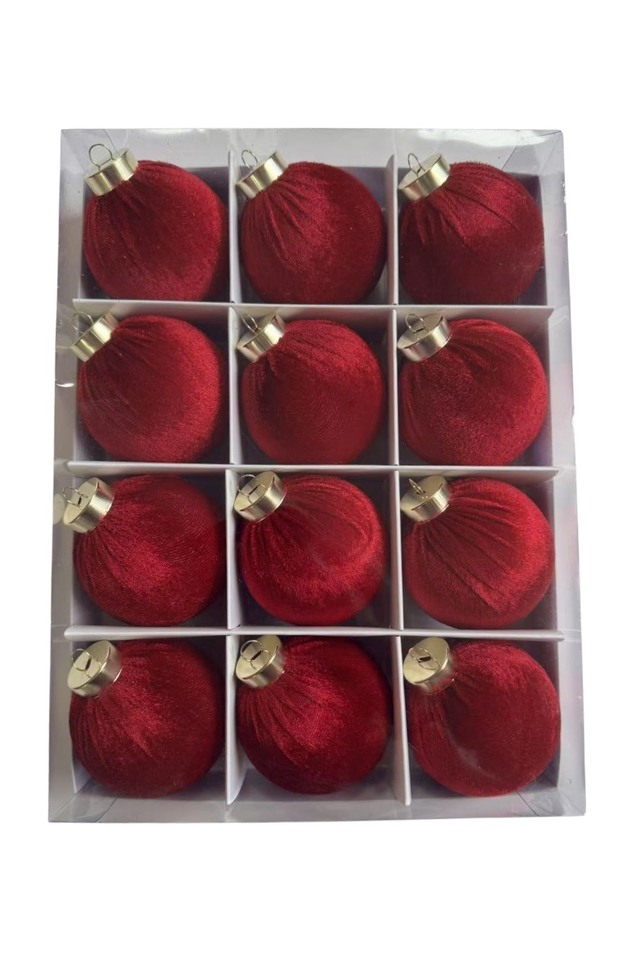 GLITTER GLITTERS HANGING HANGINGS SPHERE SPHERES XMAS XMA CHRISTMAS CHRISTMA DECORATION DECORATIONS BAUBLE BAUBLES VELVET VELVETS DEEP DEEPS RED REDS PCS PC