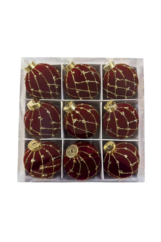 GLITTER GLITTERS HANGING HANGINGS SPHERE SPHERES XMAS XMA CHRISTMAS CHRISTMA DECORATION DECORATIONS BAUBLE BAUBLES DARK DARKS RED REDS PCS PC