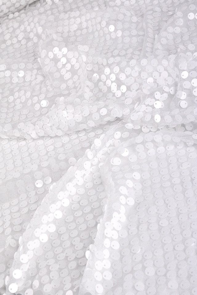 Sequin Backdrop Fabric - White : 130cm x 20m roll - Holstens
