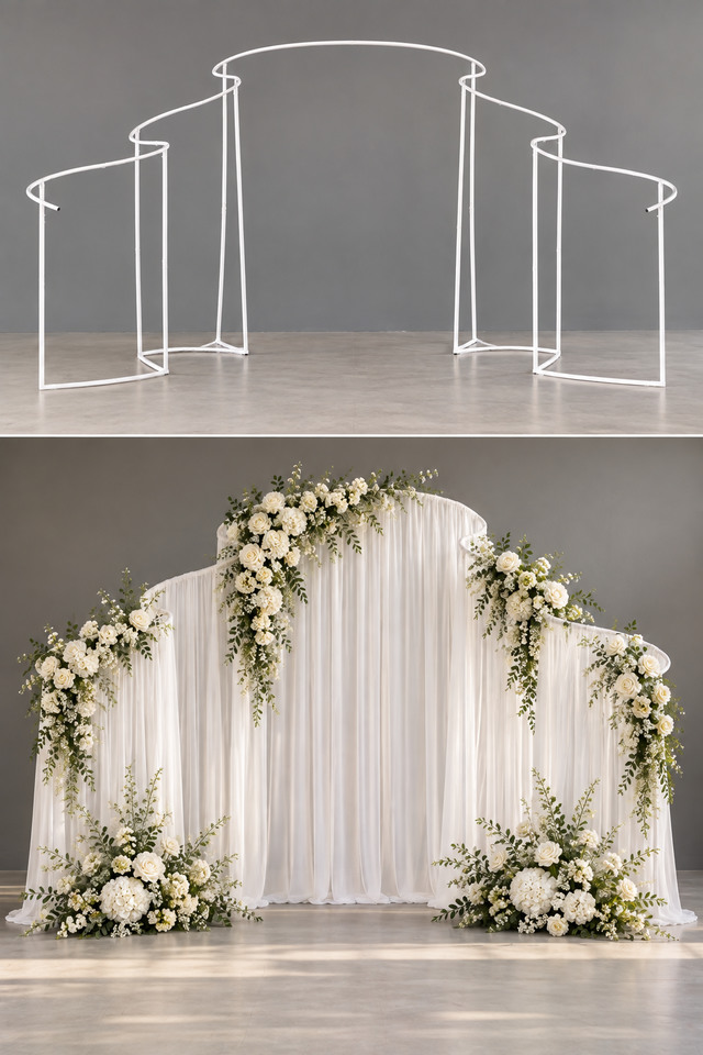 EVENT EVENTS WEDDING WEDDINGS FURNITURE FURNITURES FRAME FRAMES BACK BACKS DROP DROPS BACKDROP BACKDROPS BRIDE BRIDES BRIDAL BRIDALS ARCH ARCHES METAL METALS SYSTEM SYSTEMS CURVED CURVEDS SERPENTINE SERPENTINES WAVY WAVIES WAVIE LARGE LARGES