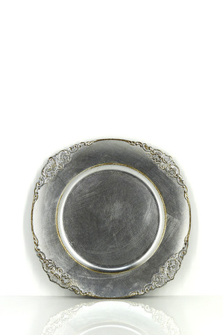 Brushed Metallic Finish Black Argon Tableware Single Round Charger Plate 33cm 
